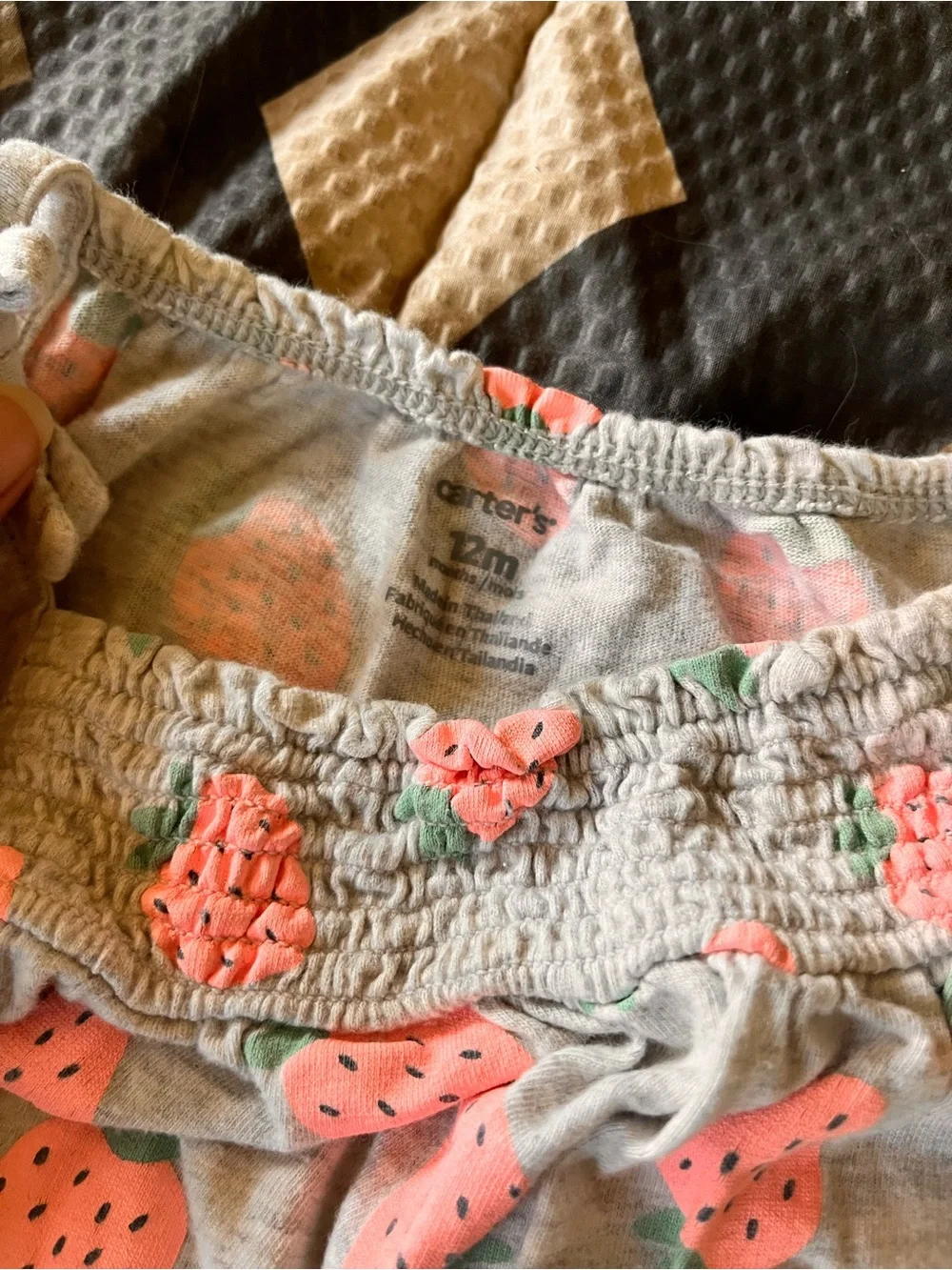 Carter's Gray Romper with Pink Strawberry Print